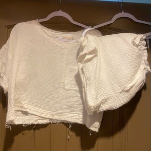 White linen set. M top, L shorts with liner